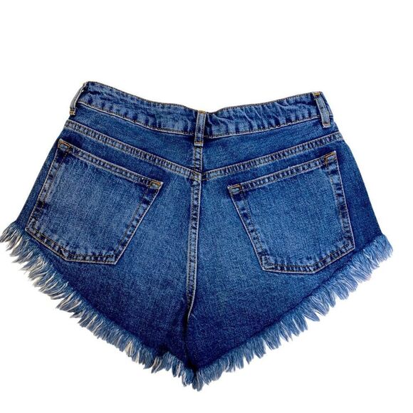 TOPSHOP Kiri Frayed High Waist Jean Shorts Size 6 - Picture 7 of 8